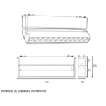 MAGNETIC SLIM SVETILJKA LED26 - ZD - 12T 12W 3000K 24° 48V DC BELA - Slika 4
